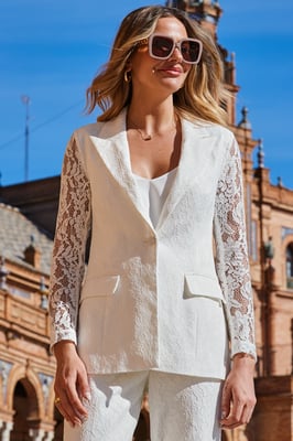 Ivory Premium Lace Detail Blazer