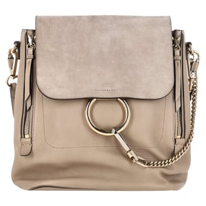 Chloé Faye Backpack in Beige Leather and Suede