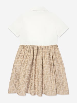 Fendi Flickor FF Jacquard Klänning i Beige