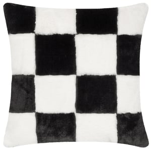 Heya Home Cozee Check Faux Fur Polyester Filled Cushion