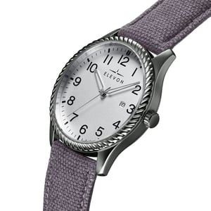 Elevon Crosswind-horloge met leren band en canvasbekleding met datum
