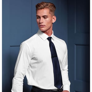 Premier Mens Plain Satin Tie (Narrow Blade) (Navy)