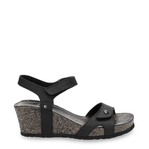 Julia B1 Wedge zwarte leren damessandalen