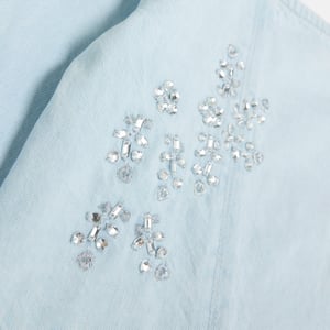 River Island Girls Blouse Blue Embellished Denim Corset