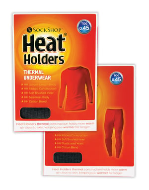 Mens Thermal Underwear Set | Heat Holders | Winter Long Sleeve Top & Long Johns - Charcoal