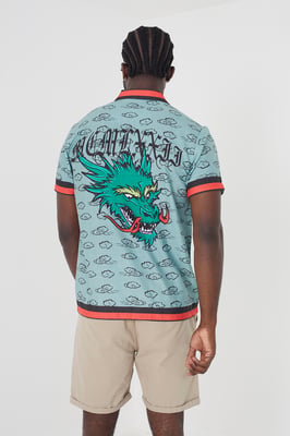 Pale Green 'Jupiter' Graphic Print Short Sleeve Shirt