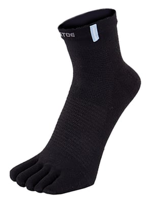 TOETOE - Mens & Ladies Moisture Wicking Outdoor Trainer Liner Toe Socks - Black