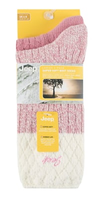 Jeep - 2 Pack Ladies Supersoft Hiking Boot Socks