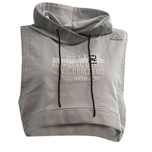 Reebok Combat Glory Mouwloze Grijze Training Cropped Hoody - Dames