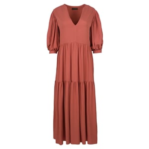 Terracotta V Hals Maxi Jurk