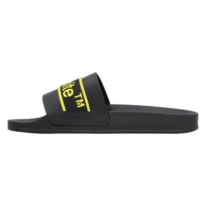 Off White logo-print leren slippers