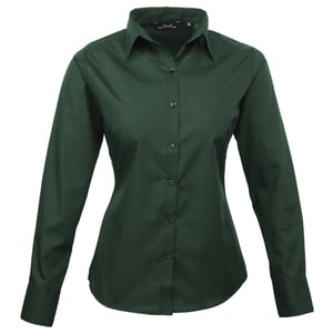 Premier Dames/dames Poplin Blouse met lange mouwen / Gewoon werk overhemd (Fles)