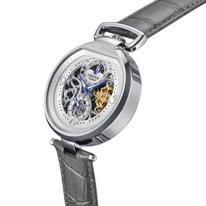 Heritor Automatic Lincoln leren band skelet horloge met maanfase
