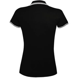 SOLS Womens/Ladies Pasadena Tipped Short Sleeve Pique Polo Shirt (Black/White)