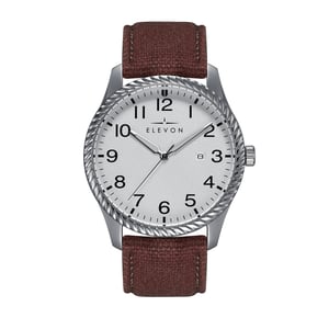 Elevon Crosswind-horloge met leren band en canvasbekleding met datum