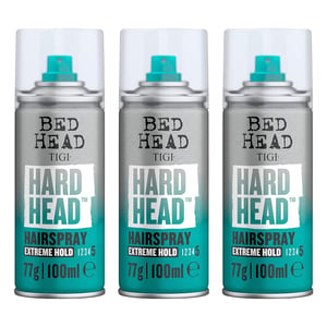 Bed Head by TIGI Hard Head Hairspray for Long-Lasting Extreme Hold 100 ml, 3pack