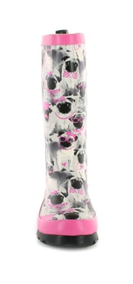 Platino Girls Pug Wellies Brandie Slip On Grey pug print