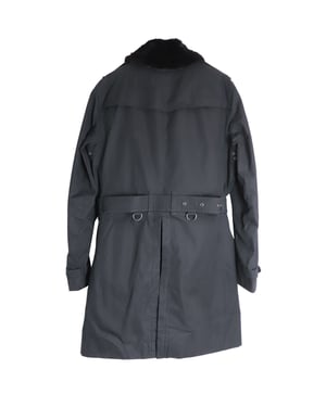 Burberry Fur-Trimmed Collar Double-Breasted Trench Coat in Black Cotton