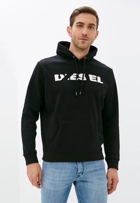 Diesel S Agnes BRO Heren Sweat Hoodie in Zwart