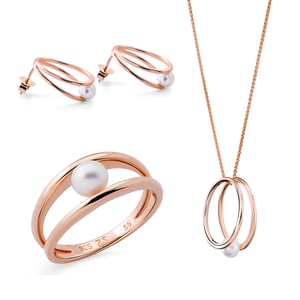 Orphelia 'Heloise' Dames 925 Sterling Zilveren Set: Halsketting + Oorbellen + Ring - Roze SET-7509