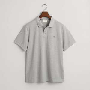 Men's Gant Embroidered Archive Shield Polo Shirt in Grey