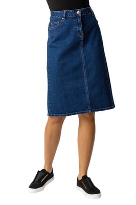 Cotton Denim Stretch A line Skirt