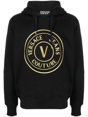Versace Jeans Zwarte Katoenen Hoodie met Logo Details