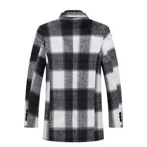 Lång slim fit rutig vinterjacka med sjalkrage för män Vit