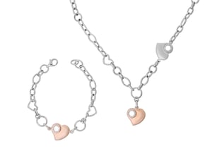 Orphelia Women's 925 Sterling Silver Set: Chain + Bracelet - Silver/Rose SET-049