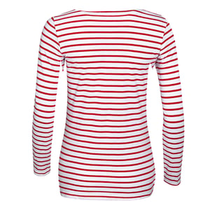 SOLS Dames/dames Marine Long Sleeve Stripe T-Shirt (Wit/rood)