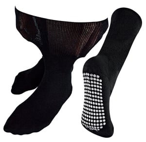 Extra Wide Oedema Socks with Non Slip Grips | Dr.Socks | Mens & Ladies | Bamboo Slipper Socks with Grippers for Swollen Legs Ankles & Feet - Black
