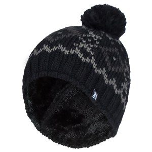 Mens Fleece Lined Thermal Winter Warm Beanie Bobble Hat with Pom Pom