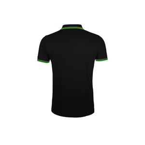 SOLS Mens Pasadena Tipped Short Sleeve Pique Polo Shirt (Black/Lime)