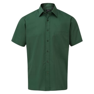 Premier Mens Short Sleeve Poplin Shirt (Bottle Green)