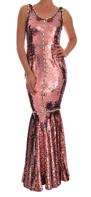 Dolce & Gabbana Women's Pink Sequined Sheath Crystal Dress Gown