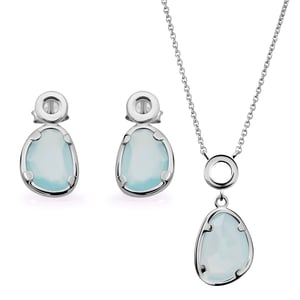 Orphelia 'Rivera' Women's 925 Sterling Silver Set: Necklace + Earrings - Silver SET-7480/BC