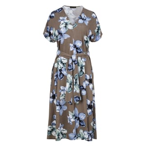 Linnen Midi-jurk met bloemenprint en riem