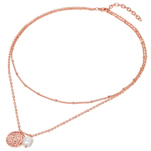 Necklace stainless steel rose gold freshwater cultured pearl white Valero Pearls