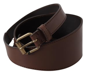 PLEIN SUD Women's Brown Leather Gold Metal Buckle Belt