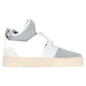 Balenciaga Sock Style High-Top Sneakers in Grey and White Polyester and Leather