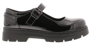 Platino Womens Shoes Work School Jenny Buckle black patent