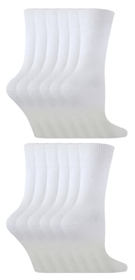 12 Pair Multipack Kids Cotton Colourful Casual Socks | Sock Snob | Plain Dress Socks for Boys & Girls - White