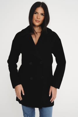 Women's Elle Wool Reefer Jacket in Black