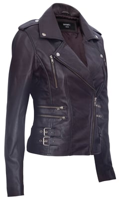 Dames leren Brando bikerjack-Loddon