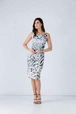 Ritsdetail jurk met dierenprint