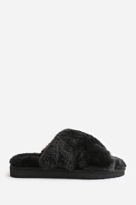 Wheres That From Womens 'Cuddle' Cross Over Fluffy Slippers