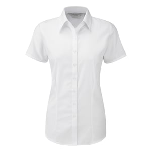 Russell Womens/ladies Herringbone Short Sleeve Work Shirt (White)