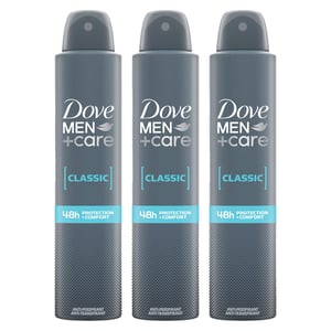 Dove Men+Care Classic Antiperspirant with 48H Sweat Protection Deo 200ml, 3 Pack