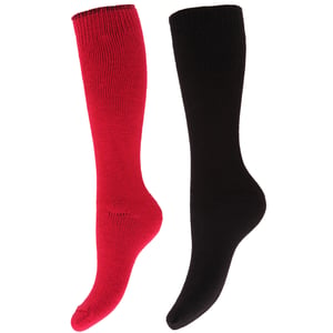 Floso Womens/Ladies Thermal Winter Wellington/Welly Boot Socks (2 Pairs) (Pink/Black)