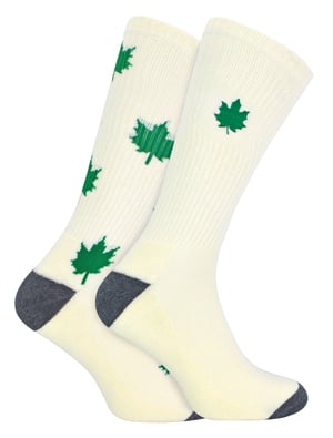 Urban Eccentric - Novelty Cotton Rich Cushioned Weed Leaf Socks in White | Mens & Womens Socks - Weed